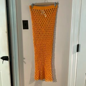 J Crew yellow orange crochet pencil skirt New with tags